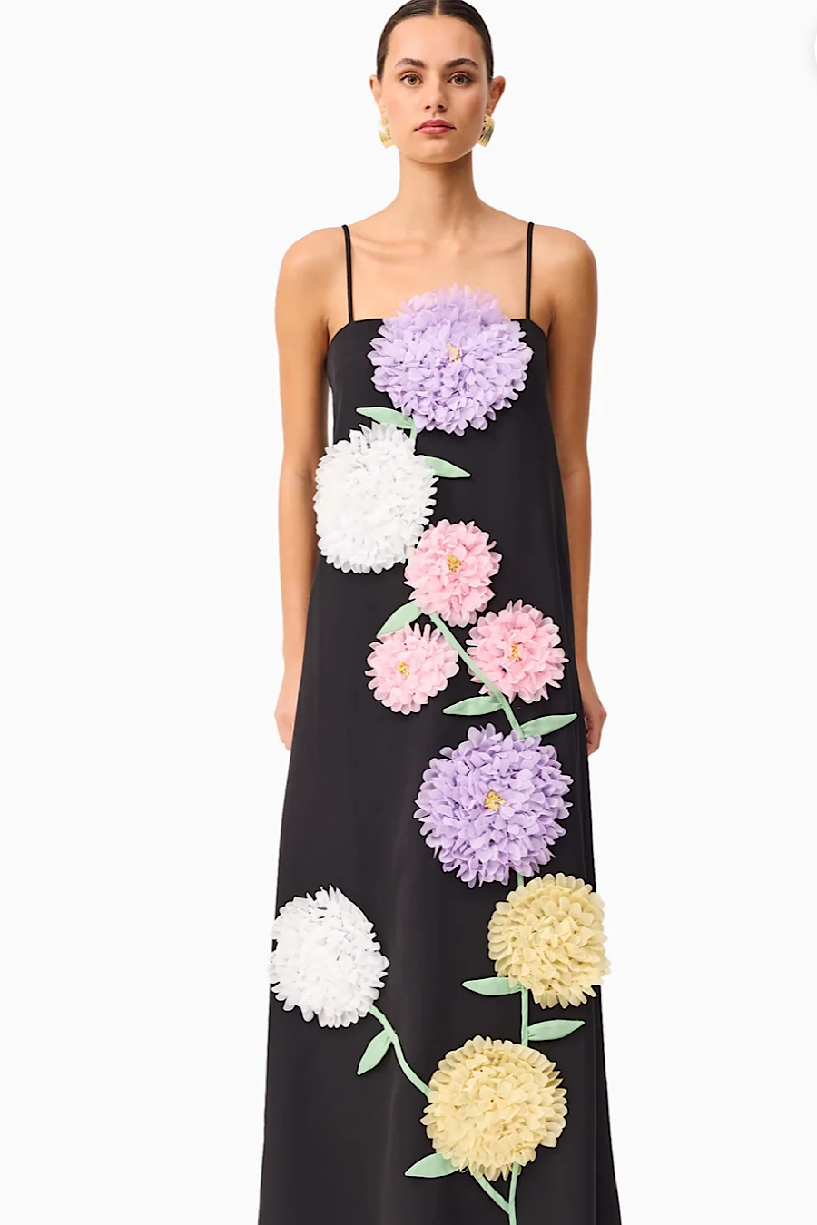 Elliatt - Buttercup Embroidered Maxi Dress in Black