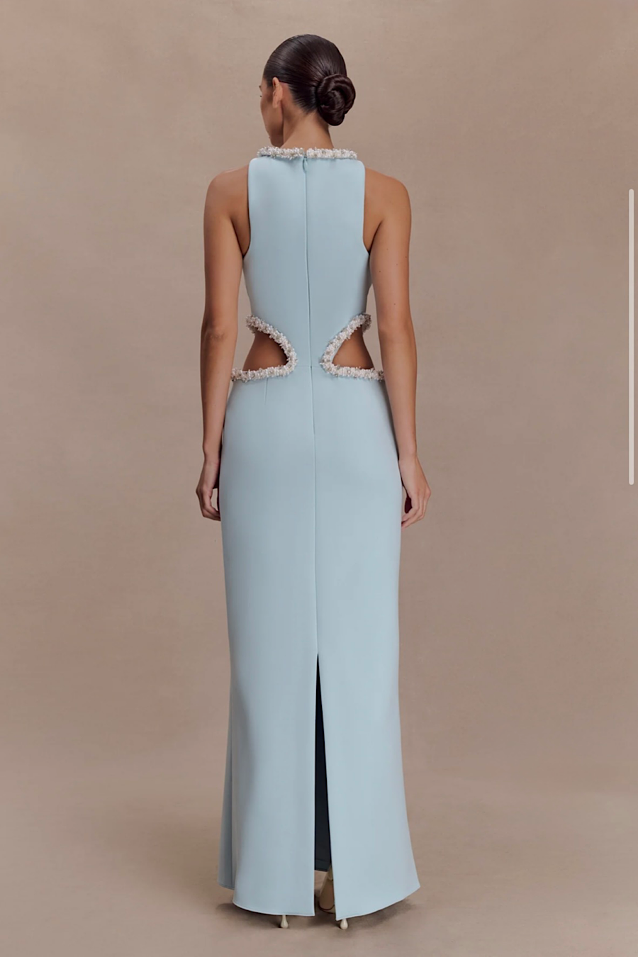 Meshki- Nicole Embellished Cut Out Maxi Dress - Pale Blue