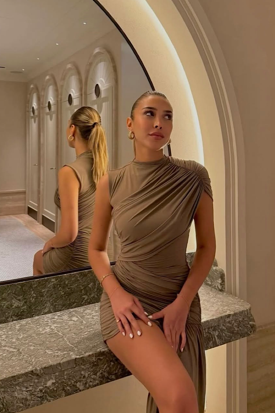 De La Vali Ravenna Mini Dress - Taupe