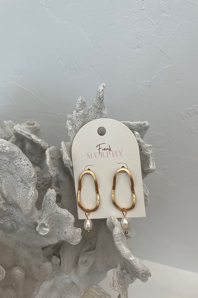 Oval Pearl Drop Earrings